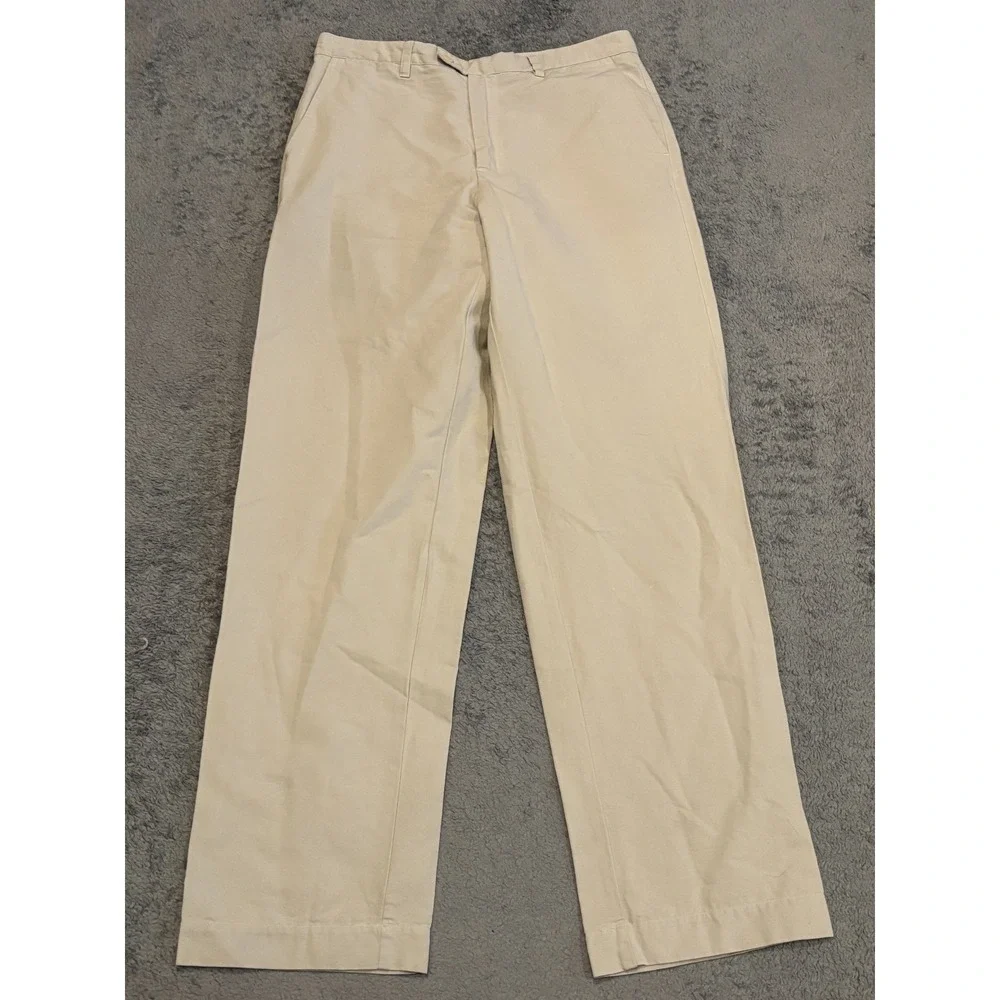 Banana Republic Pants Mens 35L Dylan Fit Beige Cotton Straight Leg Casual Preppy
